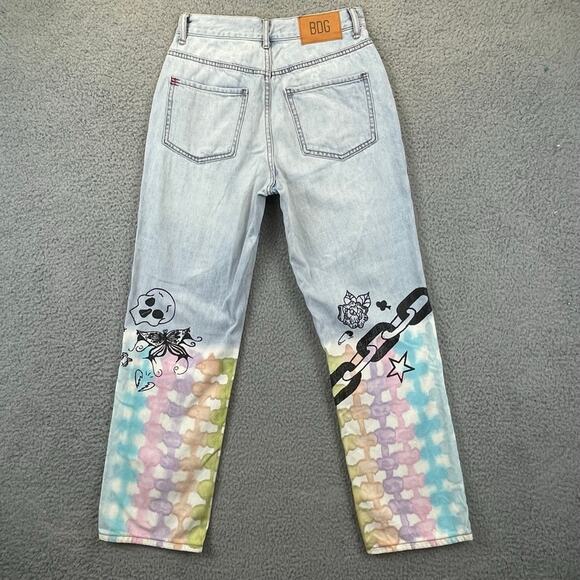 BDG Cowboy Jean 27 Artsy Rainbow High Rise Graffiti Ecclectic Urban Outfitters - Picture 13 of 14